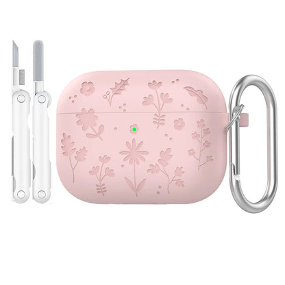 Floral Engraved Silicone Case for AirPods Pro 3 – Shockproof Protective Cover