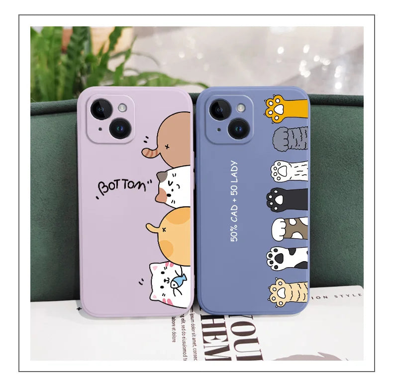 Cartoon Cat iPhone Case – Soft Silicone Cover