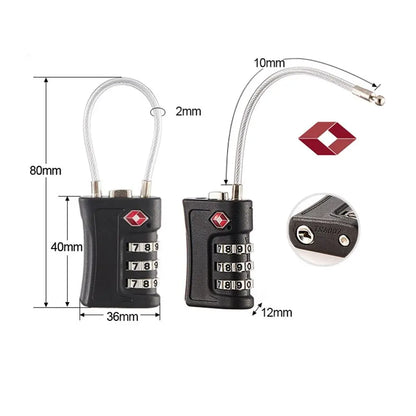 TSA Approved Travel Luggage Lock with 3-Digit Password – Secure Suitcase Lock for Travel Bags