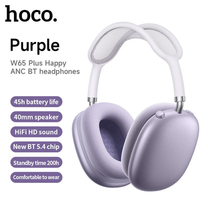 HOCO W65 Plus ANC Wireless Over-Ear Headphones – Noise Cancelling, Hi-Fi Sound
