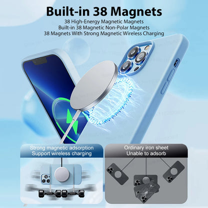 Liquid Silicone Magnetic Cases For iPhone 15 14 13 12 Pro Max Plus For Magsafe Case Wireless Charge Cover Phone Accessories