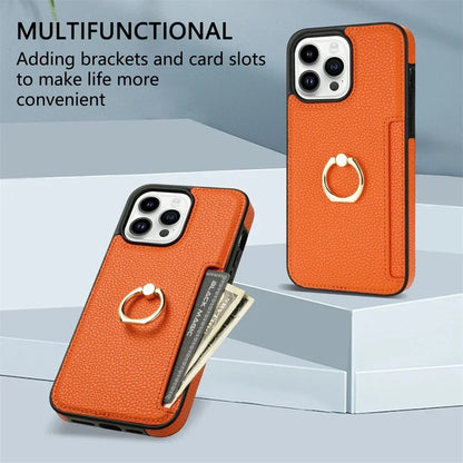 Card Solt Litchi Leather Wallet Case For iPhone