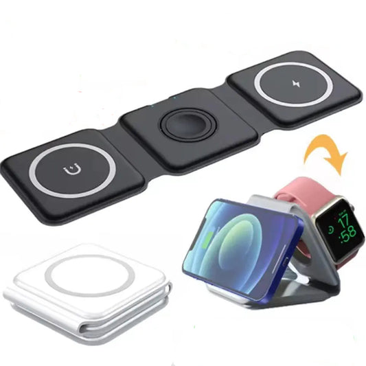 3 in 1 Magnetic Wireless Charger – Fast Charging Stand for iPhone, Apple Watch & AirPods