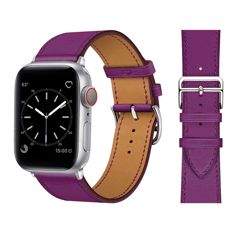 Leather Strap For Apple Watch Band 49mm 44mm 40mm 41mm 38mm 42 Single Tour Bracelet Correa iWatch Ultra Serie 3 4 6 SE 7 8 45mm