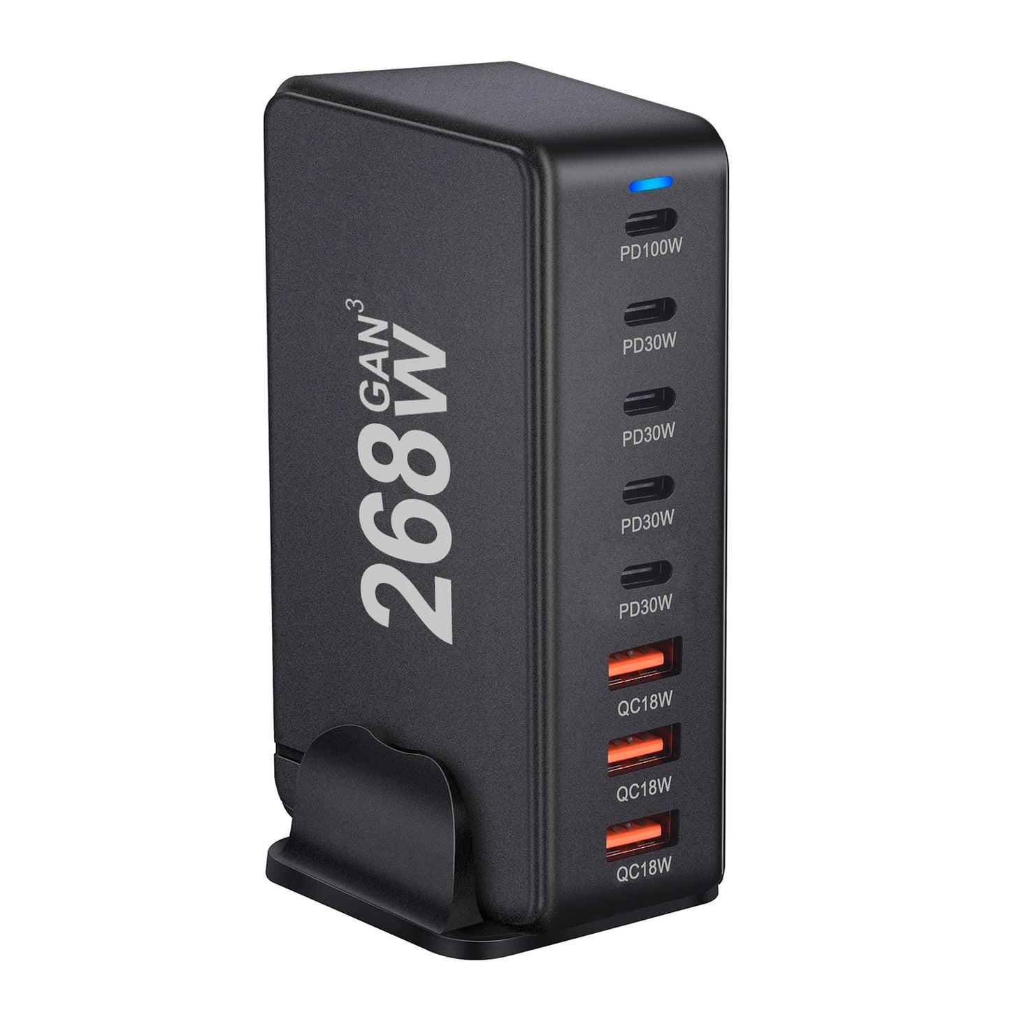 268W GaN Fast Charger – 8 USB-C Ports Desktop Charging Station with US/ EU / UK / AU Plug