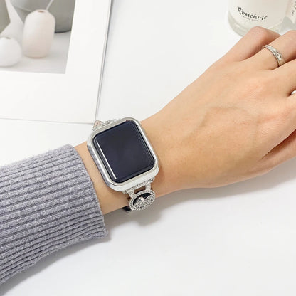 Diamond Leather Strap For Apple Watch