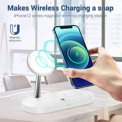 3 in 1 Wireless Charger Stand Magnetic For iPhone 12 13 14 15 Fast Charging Station for Apple Watch 9 8 7 6 5 Airpods 2 3 Pro