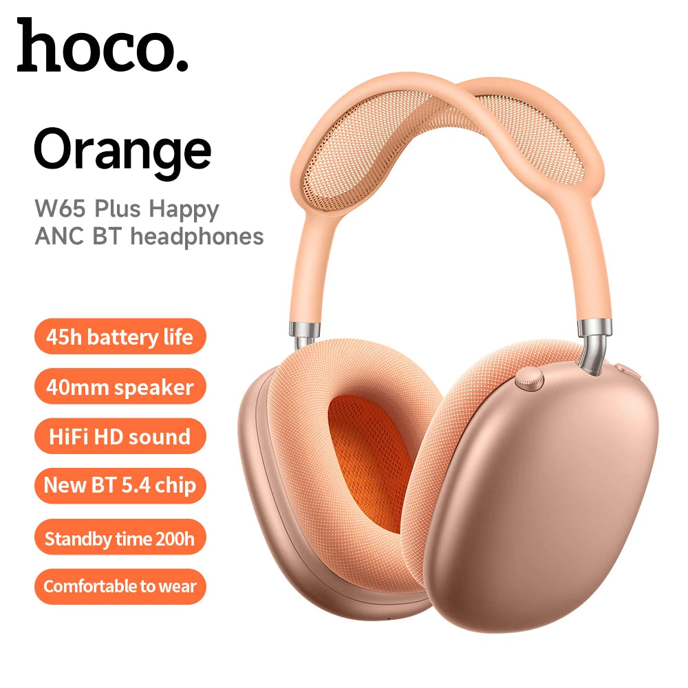 HOCO W65 Plus ANC Wireless Over-Ear Headphones – Noise Cancelling, Hi-Fi Sound