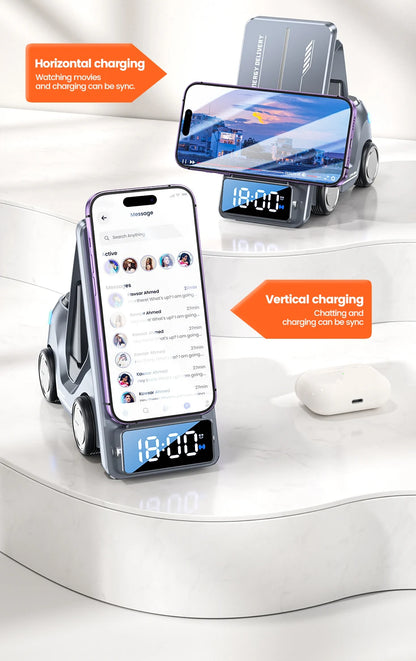 5 in 1 Wireless Charger Phone Stand For iPhone 15 14 13 15W Fast Charging Magnetic Dock Station For Apple Watch Earphones