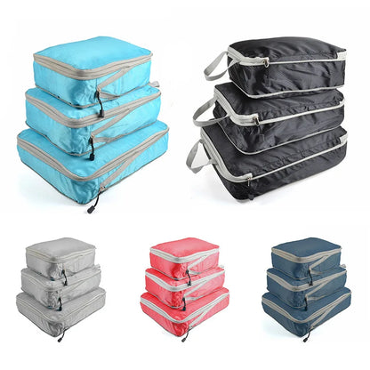 Travel Packing Cubes Set – Lightweight Compressible Luggage Organizers (3pcs)
