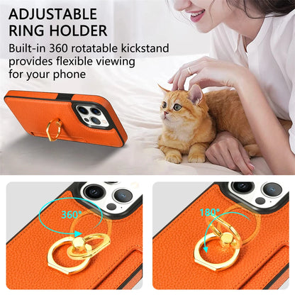 Card Solt Litchi Leather Wallet Case For iPhone
