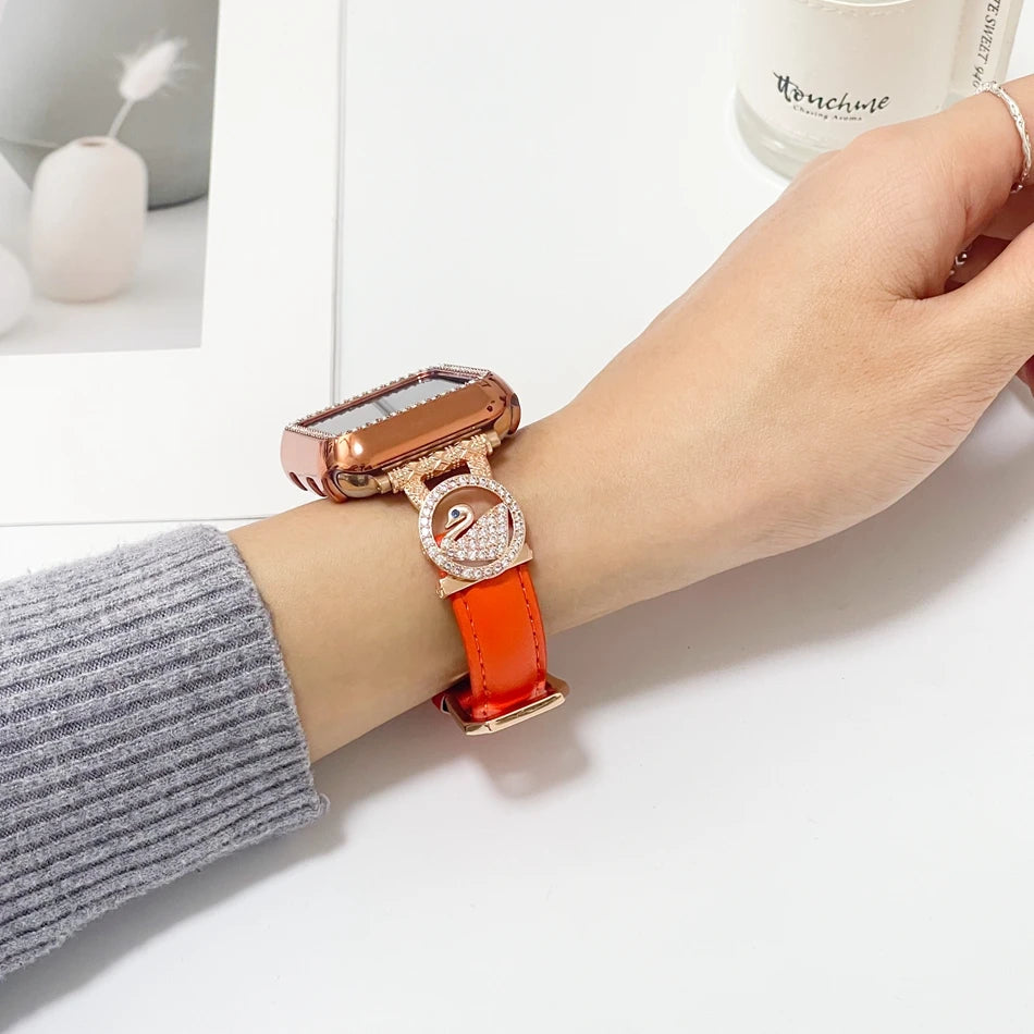 Diamond Leather Strap For Apple Watch