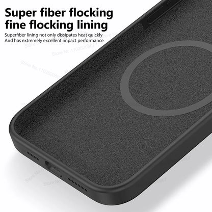 Liquid Silicone Magnetic Cases For iPhone 15 14 13 12 Pro Max Plus For Magsafe Case Wireless Charge Cover Phone Accessories