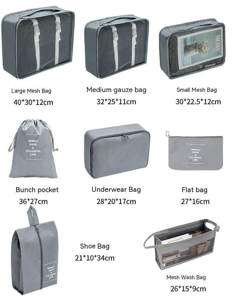 7/8/9/10 Pcs Set Travel Organizer Bags Set – Lightweight Packing Cubes for Suitcase & Luggage