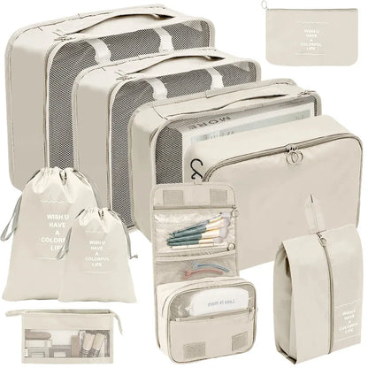 7/8/9/10 Pcs Set Travel Organizer Bags Set – Lightweight Packing Cubes for Suitcase & Luggage