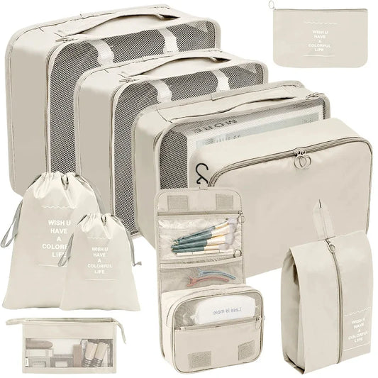 7/8/9/10 Pcs Set Travel Organizer Bags Set – Lightweight Packing Cubes for Suitcase & Luggage