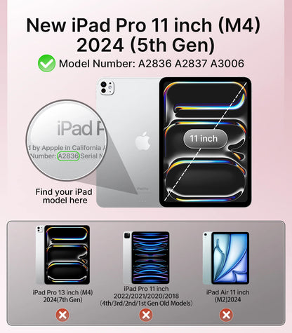 For iPad Pro 11 Inch Case M4 2024 (5th Gen) Ultra Slim Stand iPad Pro 11 M4 Case with Soft TPU Translucent Frosted Back Cover