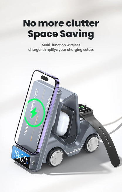 5 in 1 Wireless Charger Phone Stand For iPhone 15 14 13 15W Fast Charging Magnetic Dock Station For Apple Watch Earphones