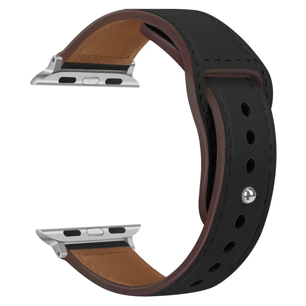 Genuine Leather Apple Watch Band – Premium Strap for Series 3–9, Ultra & SE