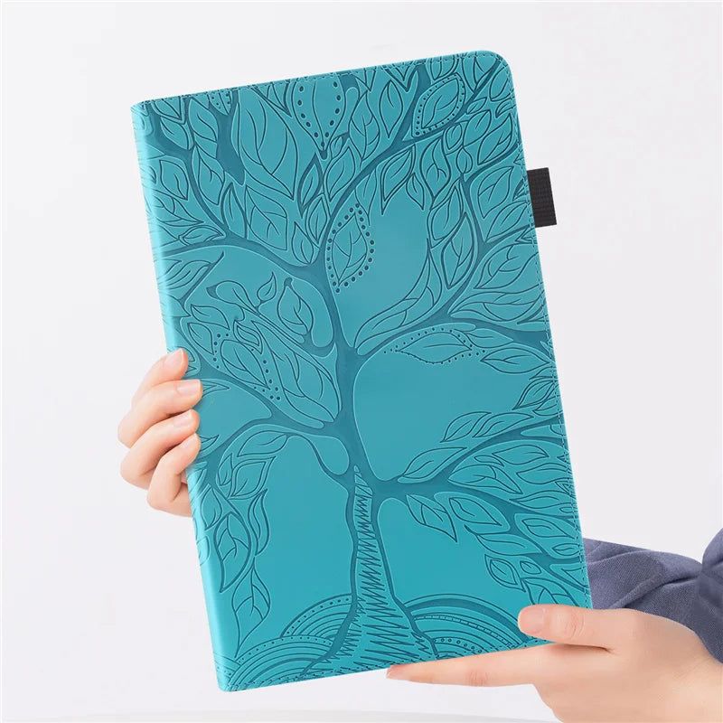 For Samsung Galaxy Tab S10 FE Case 10.9 inch SM-X510 SM-X516B 3D Tree Ebossed Wallet Stand Funda For Galaxy Tab S9 FE Case