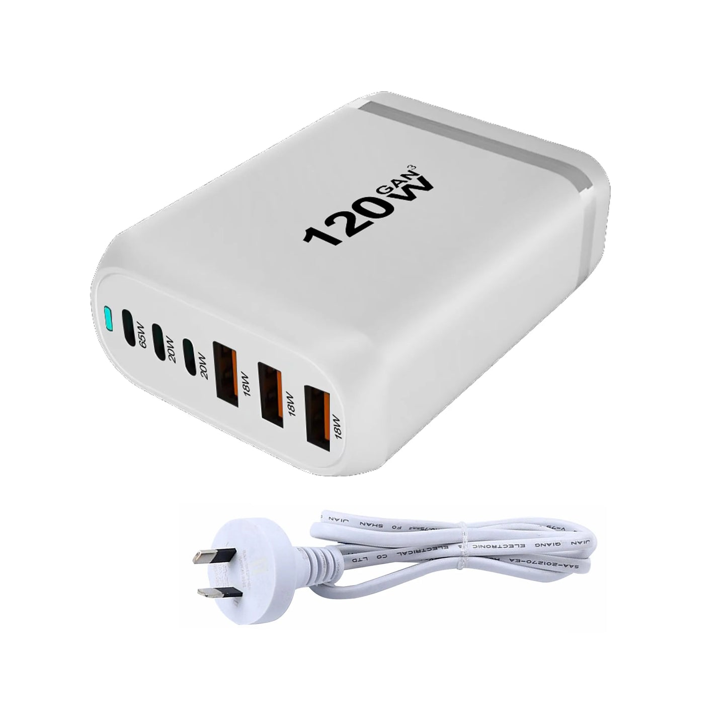 120W GAN Charger 6-port USB Type C PD Charger Fast Charge 3.0 USB Type C Fast Charger Mobile USB Charger Tablet Charger