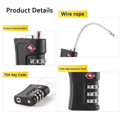 TSA Approved Travel Luggage Lock with 3-Digit Password – Secure Suitcase Lock for Travel Bags