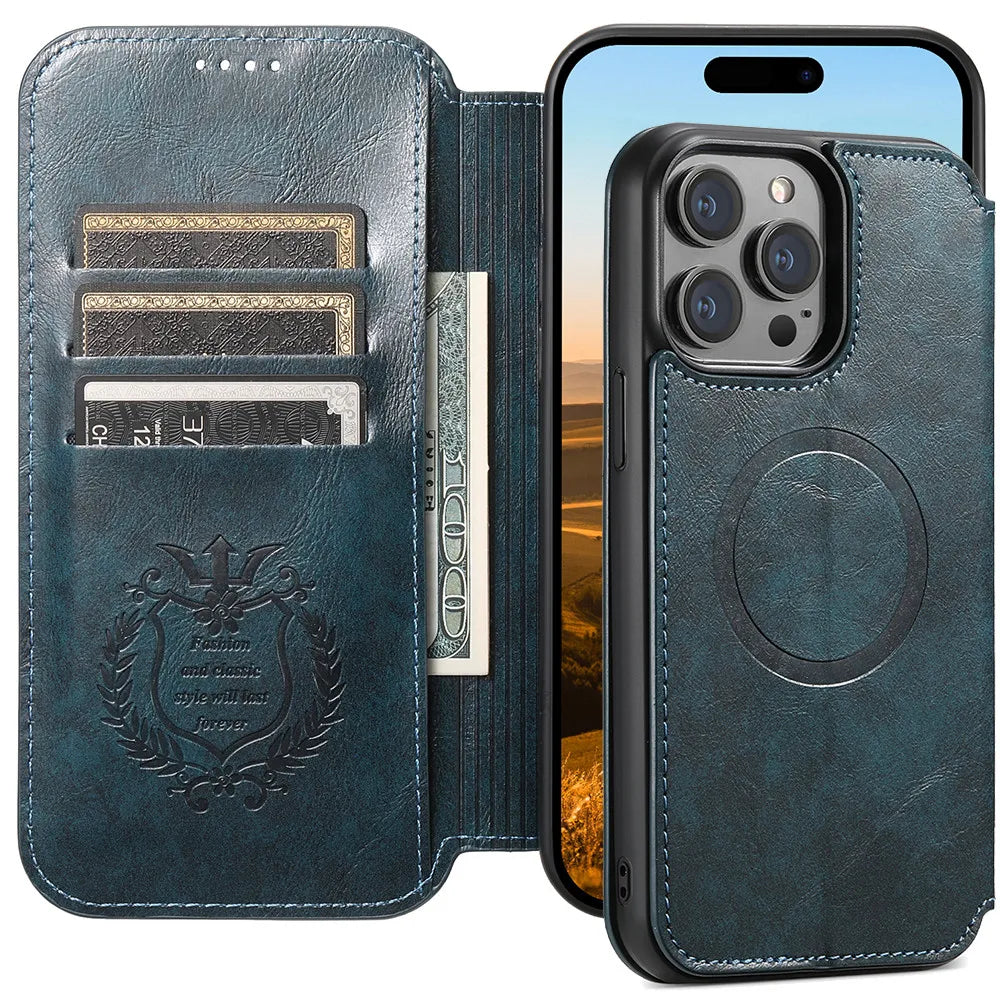 Premium MagSafe Leather Wallet Case for iPhone with Wireless Charging