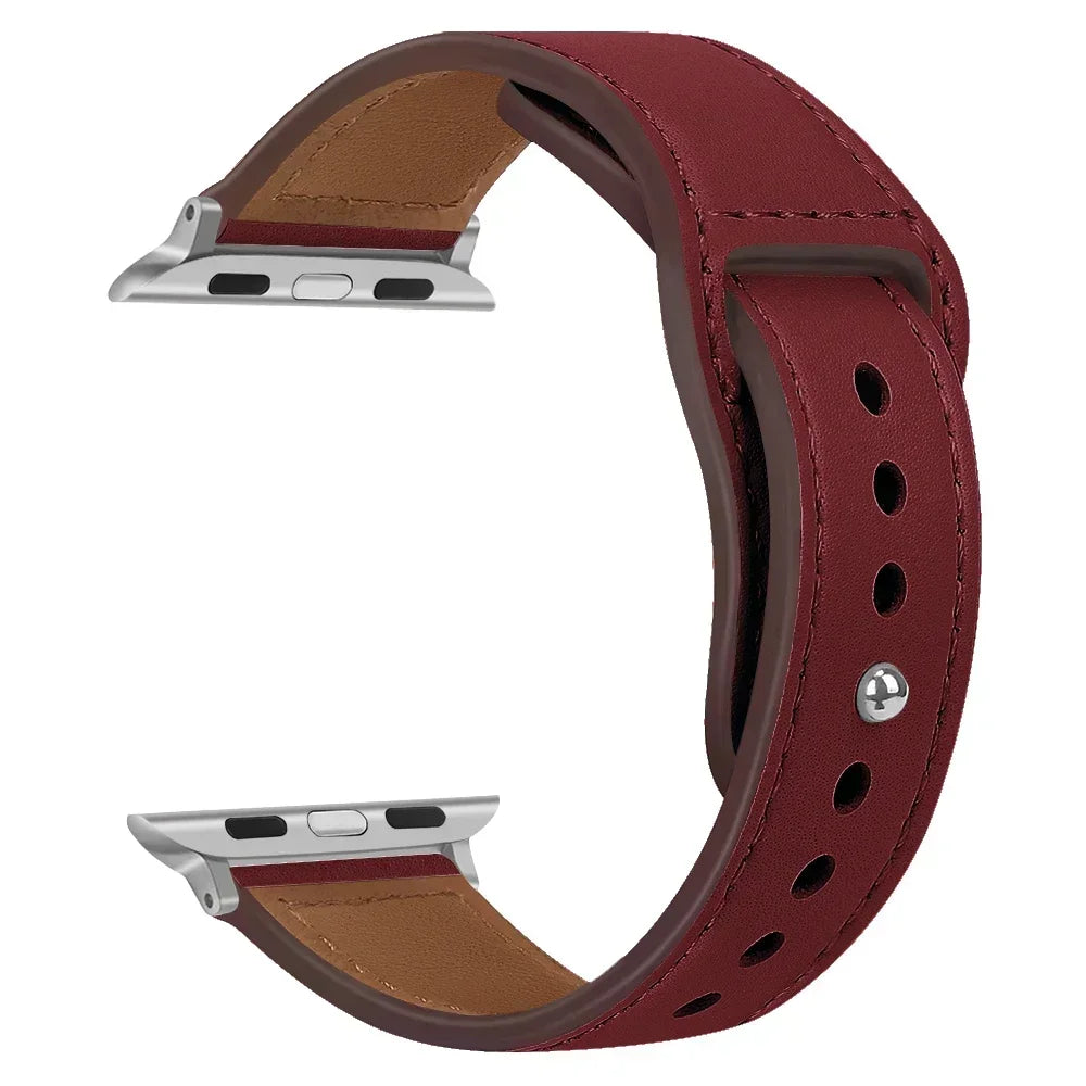Genuine Leather Apple Watch Band – Premium Strap for Series 3–9, Ultra & SE