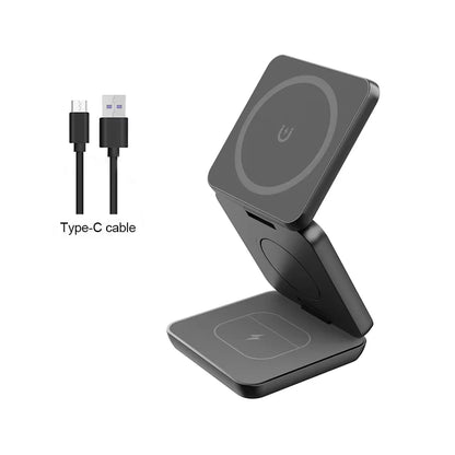 3 in 1 Magnetic Wireless Charger – Fast Charging Stand for iPhone, Apple Watch & AirPods