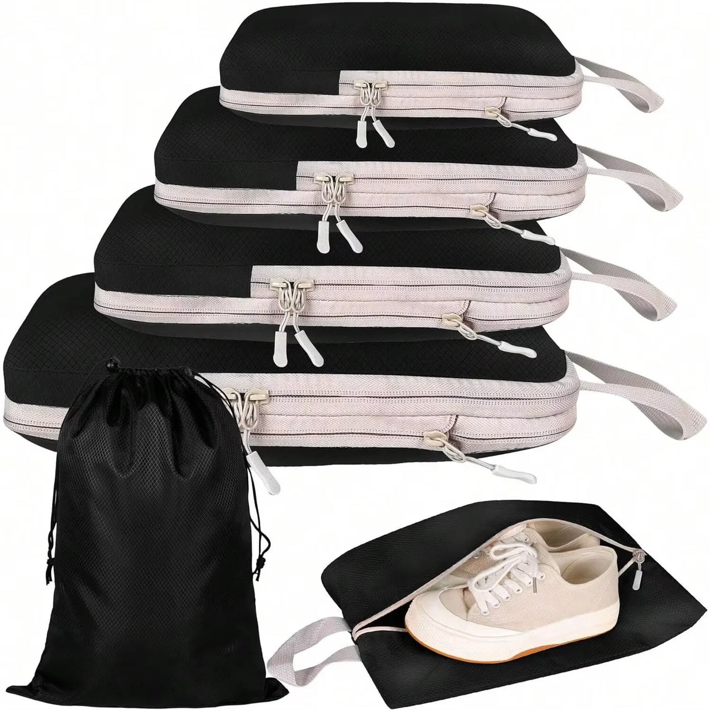 6-Piece Packing Cubes Set – Compressible Travel Organizer Bags