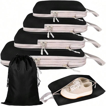 6-Piece Packing Cubes Set – Compressible Travel Organizer Bags