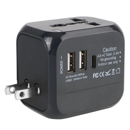 Universal Travel Adapter with USB & Type-C – US / UK / EU / AU Plugs