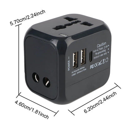 Universal Travel Adapter with USB & Type-C – US / UK / EU / AU Plugs