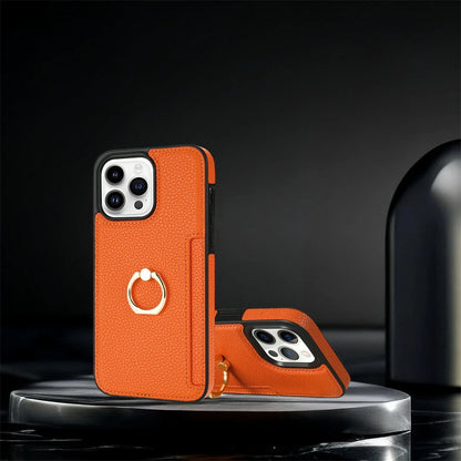 Card Solt Litchi Leather Wallet Case For iPhone