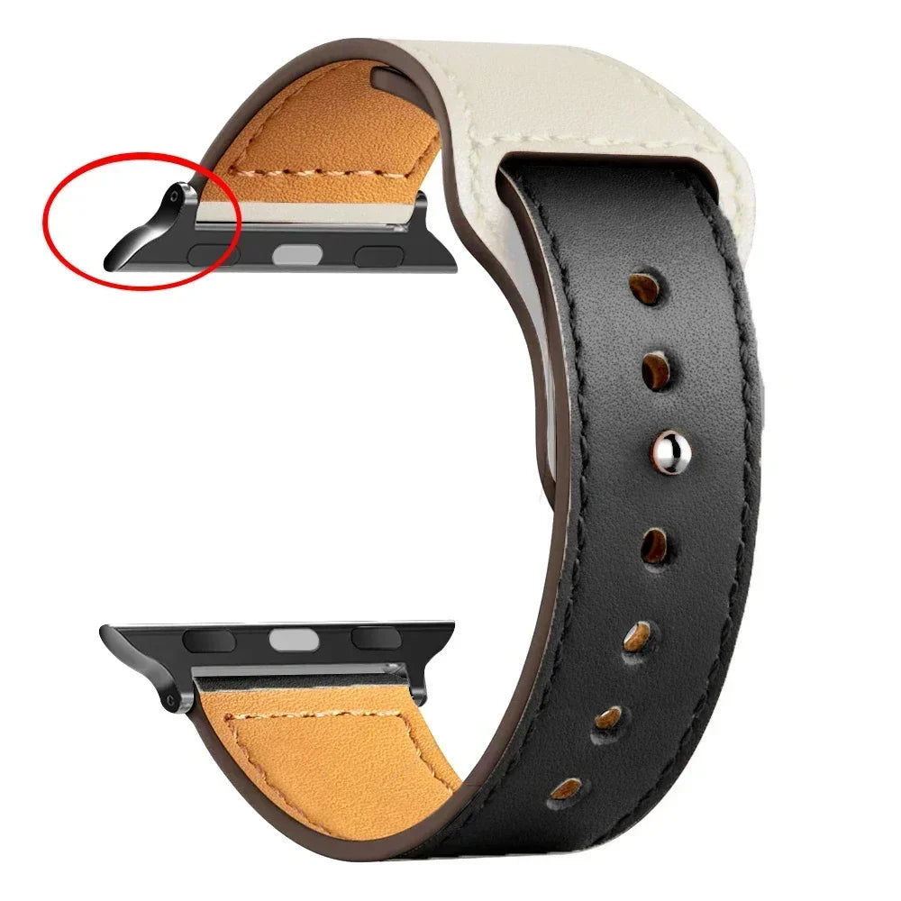 Leather strap For Apple watch band Ultra 2 49mm 44mm 40mm 38mm/42mm sport loop bracelet iWatch series 9 8 7 3 4 5 6 se 41mm/45mm