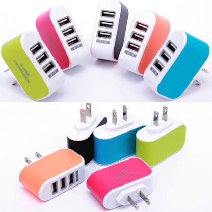 Compact 3 USB Wall Charger – Dual US & EU Plug Travel Adapter