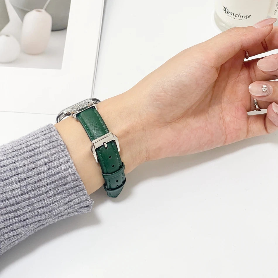 Diamond Leather Strap For Apple Watch