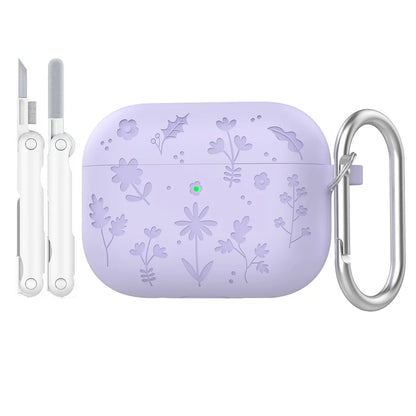 Floral Engraved Silicone Case for AirPods Pro 3 – Shockproof Protective Cover