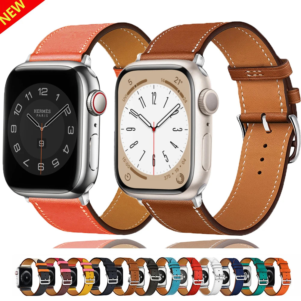 Leather Strap For Apple Watch Band 49mm 44mm 40mm 41mm 38mm 42 Single Tour Bracelet Correa iWatch Ultra Serie 3 4 6 SE 7 8 45mm