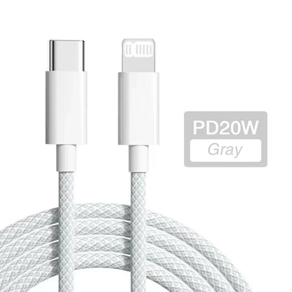 USB Type-C Fast Charging Cable for iPhone – PD 20W Durable Charger