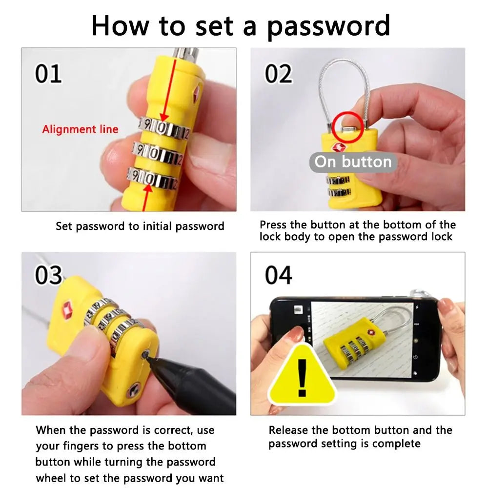 TSA Approved Travel Luggage Lock with 3-Digit Password – Secure Suitcase Lock for Travel Bags