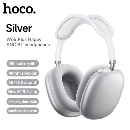 HOCO W65 Plus ANC Wireless Over-Ear Headphones – Noise Cancelling, Hi-Fi Sound