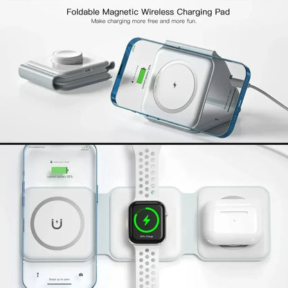 3 in 1 Magnetic Wireless Charger – Fast Charging Stand for iPhone, Apple Watch & AirPods