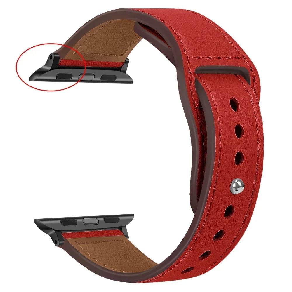 Genuine Leather Apple Watch Band – Premium Strap for Series 3–9, Ultra & SE