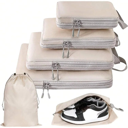 6-Piece Packing Cubes Set – Compressible Travel Organizer Bags
