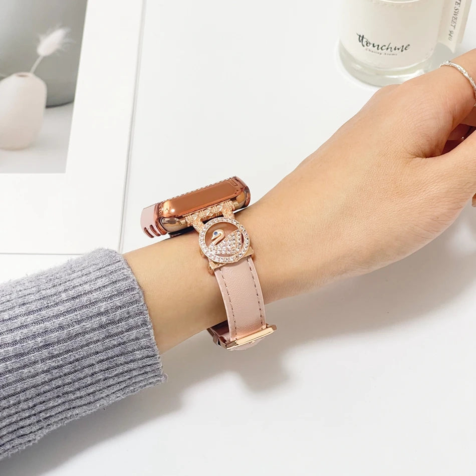 Diamond Leather Strap For Apple Watch