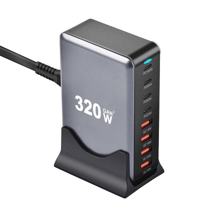 320W GaN Fast Charging Station with US/ UK / EU / AU Plug – Multi-Port Power Charger
