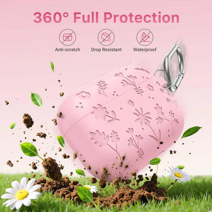 Floral Engraved Silicone Case for AirPods Pro 3 – Shockproof Protective Cover