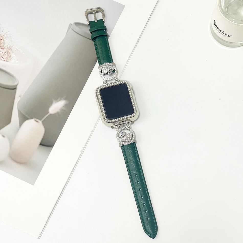 Diamond Leather Strap For Apple Watch
