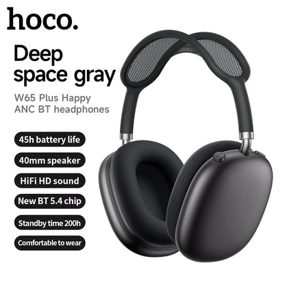 HOCO W65 Plus ANC Wireless Over-Ear Headphones – Noise Cancelling, Hi-Fi Sound
